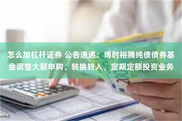 怎么加杠杆证券 公告速递：博时裕腾纯债债券基金调整大额申购、转换转入、定期定额投资业务