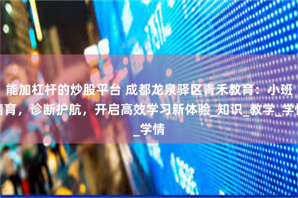 能加杠杆的炒股平台 成都龙泉驿区青禾教育：小班精育，诊断护航，开启高效学习新体验_知识_教学_学情